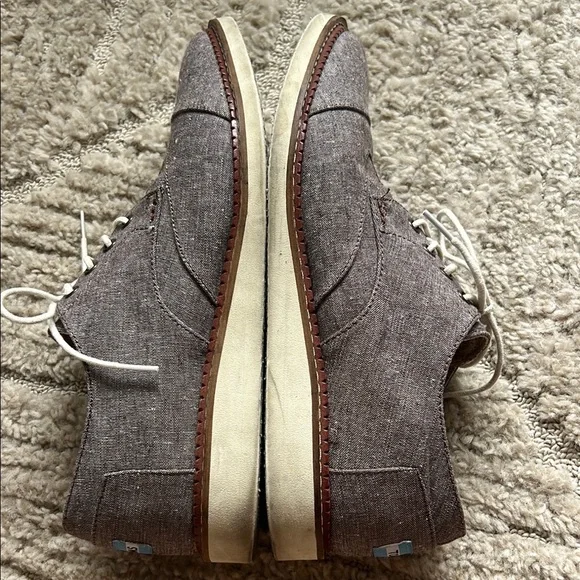 Toms Brown and White Canvas Oxfords with Minimalist Design Size 11 - Picture 7 of 10